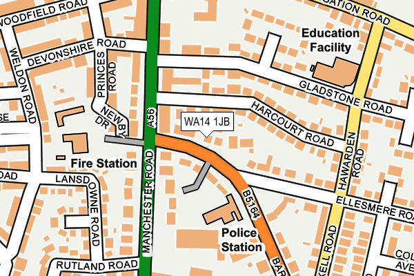 WA14 1JB map - OS OpenMap – Local (Ordnance Survey) WA14 1JB map - OS OpenMap – Local (Ordnance Survey)