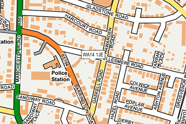 WA14 1JE map - OS OpenMap – Local (Ordnance Survey) WA14 1JE map - OS OpenMap – Local (Ordnance Survey)