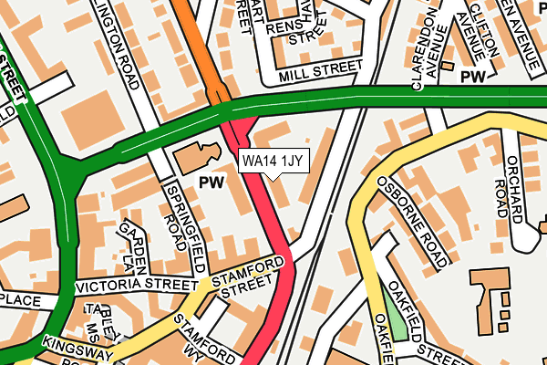 WA14 1JY map - OS OpenMap – Local (Ordnance Survey)