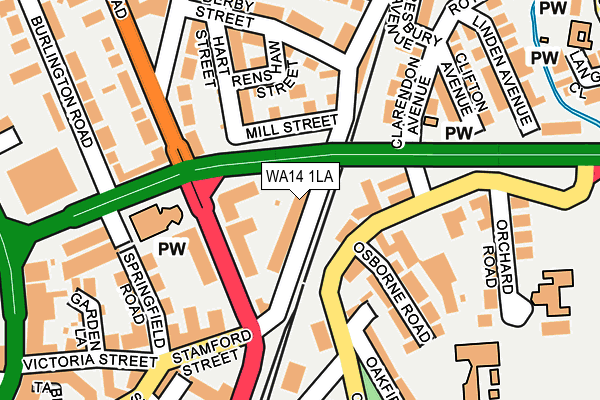 WA14 1LA map - OS OpenMap – Local (Ordnance Survey) WA14 1LA map - OS OpenMap – Local (Ordnance Survey)