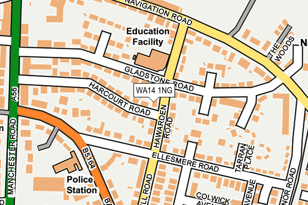 WA14 1NG map - OS OpenMap – Local (Ordnance Survey) WA14 1NG map - OS OpenMap – Local (Ordnance Survey)