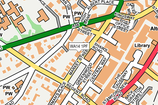 WA14 1PF map - OS OpenMap – Local (Ordnance Survey) WA14 1PF map - OS OpenMap – Local (Ordnance Survey)