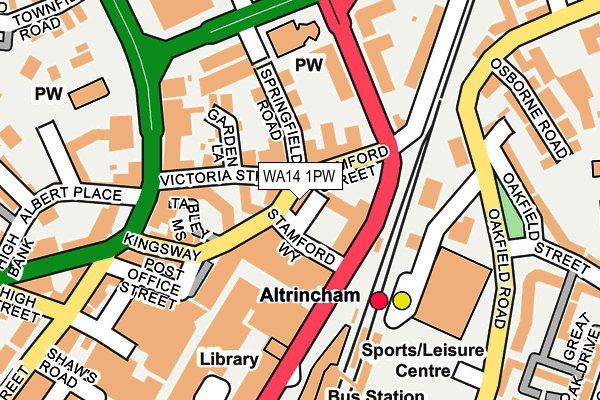 WA14 1PW map - OS OpenMap – Local (Ordnance Survey) WA14 1PW map - OS OpenMap – Local (Ordnance Survey)
