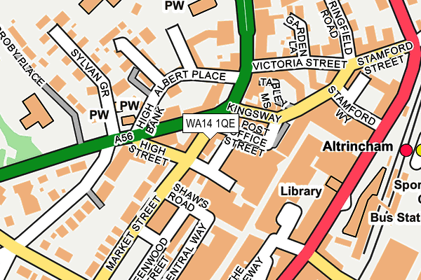 WA14 1QE map - OS OpenMap – Local (Ordnance Survey) WA14 1QE map - OS OpenMap – Local (Ordnance Survey)