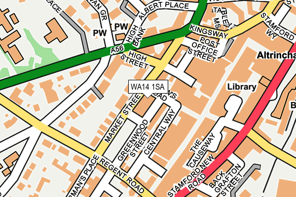 WA14 1SA map - OS OpenMap – Local (Ordnance Survey) WA14 1SA map - OS OpenMap – Local (Ordnance Survey)