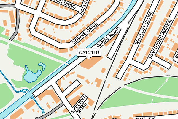 WA14 1TD map - OS OpenMap – Local (Ordnance Survey) WA14 1TD map - OS OpenMap – Local (Ordnance Survey)