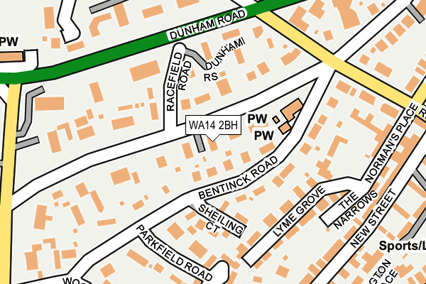 WA14 2BH map - OS OpenMap – Local (Ordnance Survey) WA14 2BH map - OS OpenMap – Local (Ordnance Survey)