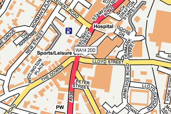 WA14 2DD map - OS OpenMap – Local (Ordnance Survey) WA14 2DD map - OS OpenMap – Local (Ordnance Survey)
