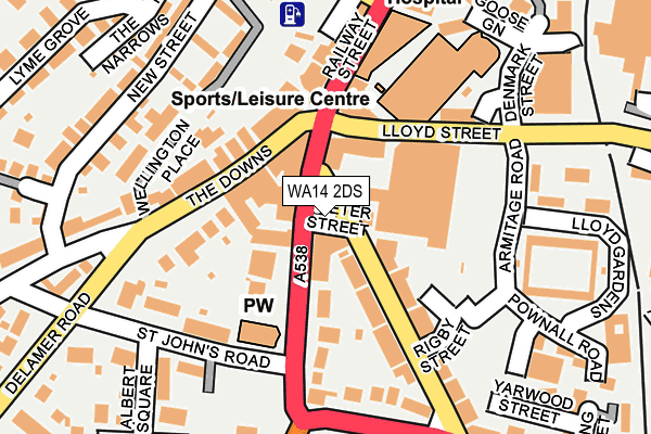 WA14 2DS map - OS OpenMap – Local (Ordnance Survey) WA14 2DS map - OS OpenMap – Local (Ordnance Survey)