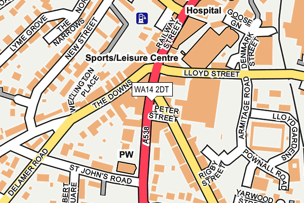 WA14 2DT map - OS OpenMap – Local (Ordnance Survey) WA14 2DT map - OS OpenMap – Local (Ordnance Survey)