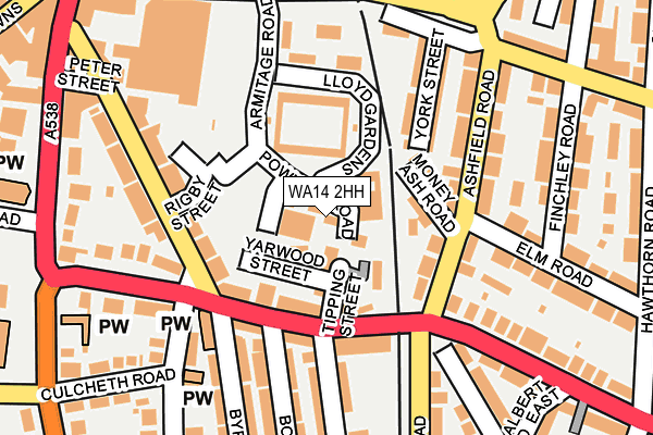 WA14 2HH map - OS OpenMap – Local (Ordnance Survey) WA14 2HH map - OS OpenMap – Local (Ordnance Survey)
