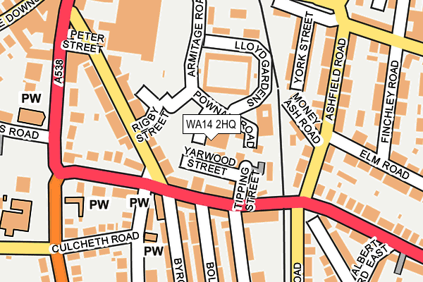 WA14 2HQ map - OS OpenMap – Local (Ordnance Survey) WA14 2HQ map - OS OpenMap – Local (Ordnance Survey)