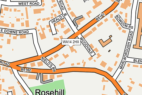 WA14 2HX map - OS OpenMap – Local (Ordnance Survey) WA14 2HX map - OS OpenMap – Local (Ordnance Survey)