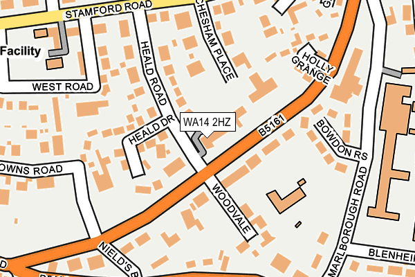 WA14 2HZ map - OS OpenMap – Local (Ordnance Survey) WA14 2HZ map - OS OpenMap – Local (Ordnance Survey)