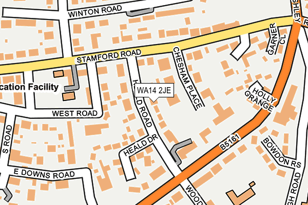 WA14 2JE map - OS OpenMap – Local (Ordnance Survey) WA14 2JE map - OS OpenMap – Local (Ordnance Survey)
