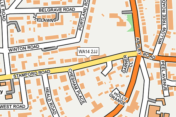 WA14 2JJ map - OS OpenMap – Local (Ordnance Survey) WA14 2JJ map - OS OpenMap – Local (Ordnance Survey)