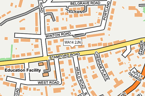 WA14 2JN map - OS OpenMap – Local (Ordnance Survey) WA14 2JN map - OS OpenMap – Local (Ordnance Survey)
