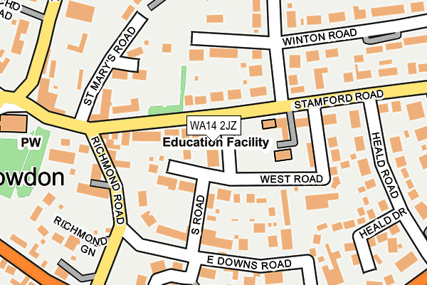 WA14 2JZ map - OS OpenMap – Local (Ordnance Survey) WA14 2JZ map - OS OpenMap – Local (Ordnance Survey)