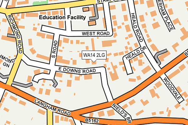 WA14 2LG map - OS OpenMap – Local (Ordnance Survey) WA14 2LG map - OS OpenMap – Local (Ordnance Survey)