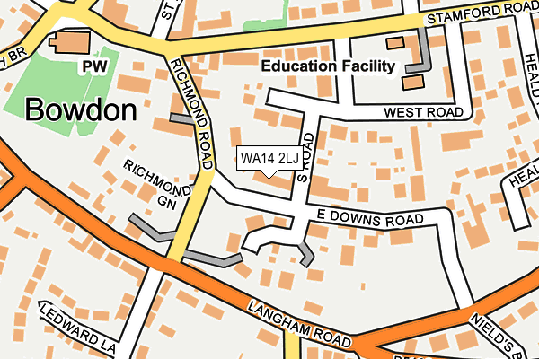 WA14 2LJ map - OS OpenMap – Local (Ordnance Survey) WA14 2LJ map - OS OpenMap – Local (Ordnance Survey)