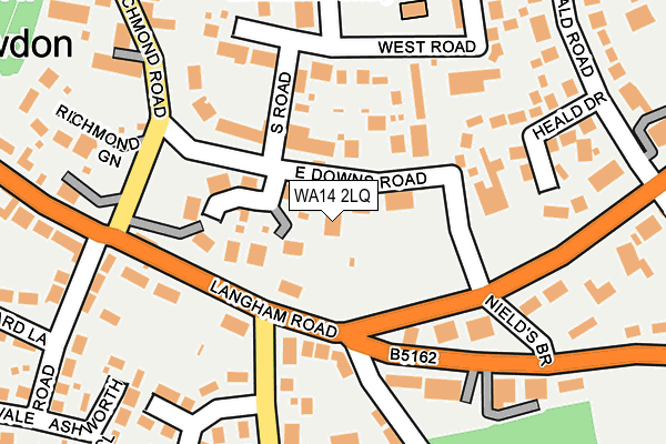 WA14 2LQ map - OS OpenMap – Local (Ordnance Survey) WA14 2LQ map - OS OpenMap – Local (Ordnance Survey)