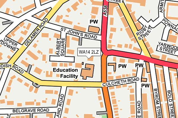 WA14 2LZ map - OS OpenMap – Local (Ordnance Survey)