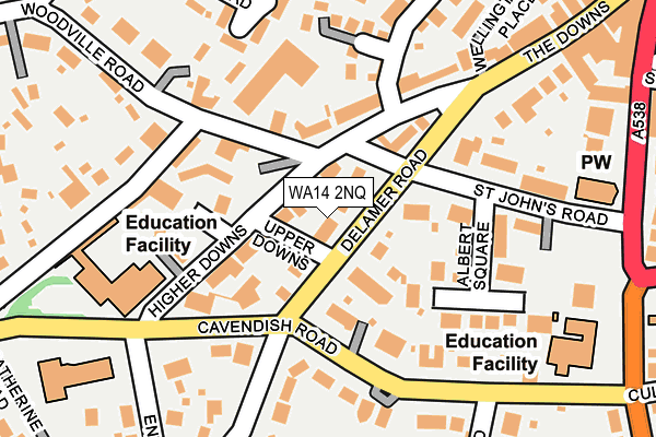 WA14 2NQ map - OS OpenMap – Local (Ordnance Survey) WA14 2NQ map - OS OpenMap – Local (Ordnance Survey)