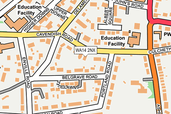 WA14 2NX map - OS OpenMap – Local (Ordnance Survey) WA14 2NX map - OS OpenMap – Local (Ordnance Survey)