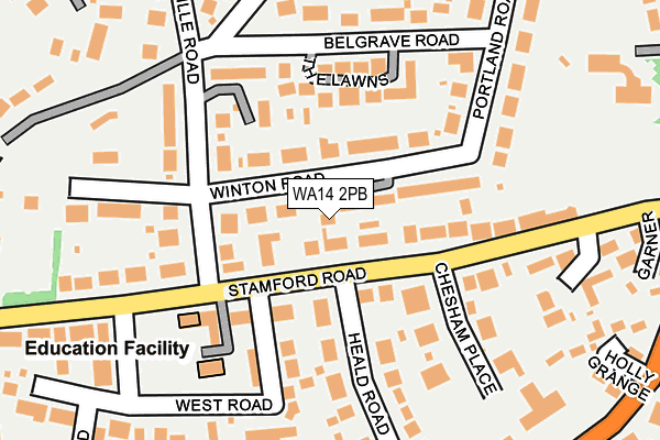 WA14 2PB map - OS OpenMap – Local (Ordnance Survey) WA14 2PB map - OS OpenMap – Local (Ordnance Survey)