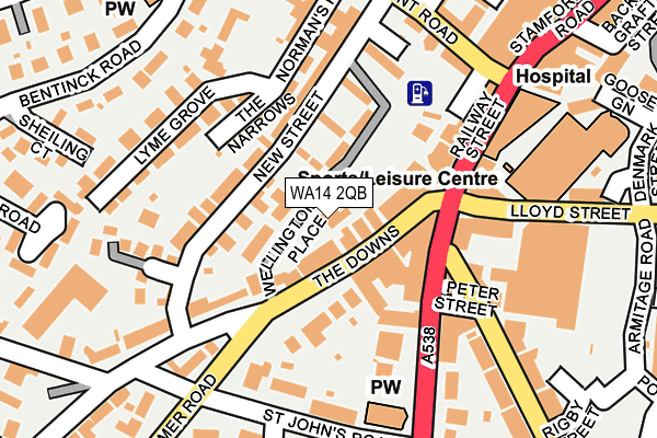 WA14 2QB map - OS OpenMap – Local (Ordnance Survey) WA14 2QB map - OS OpenMap – Local (Ordnance Survey)