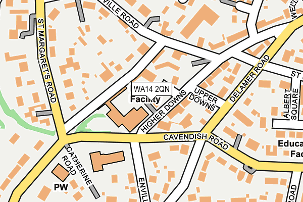 WA14 2QN map - OS OpenMap – Local (Ordnance Survey) WA14 2QN map - OS OpenMap – Local (Ordnance Survey)