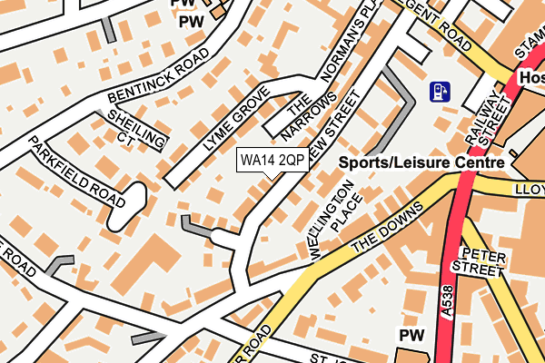 WA14 2QP map - OS OpenMap – Local (Ordnance Survey)