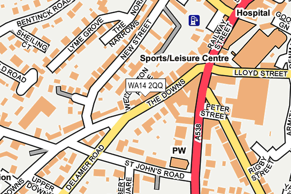 WA14 2QQ map - OS OpenMap – Local (Ordnance Survey) WA14 2QQ map - OS OpenMap – Local (Ordnance Survey)