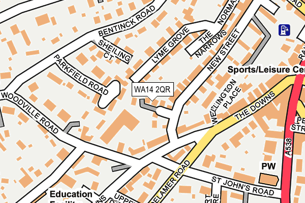 WA14 2QR map - OS OpenMap – Local (Ordnance Survey) WA14 2QR map - OS OpenMap – Local (Ordnance Survey)