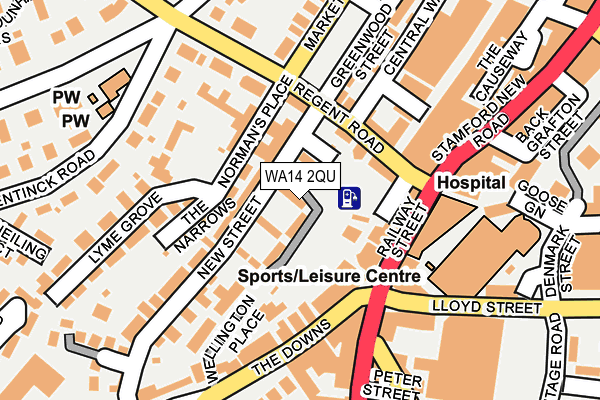 WA14 2QU map - OS OpenMap – Local (Ordnance Survey) WA14 2QU map - OS OpenMap – Local (Ordnance Survey)