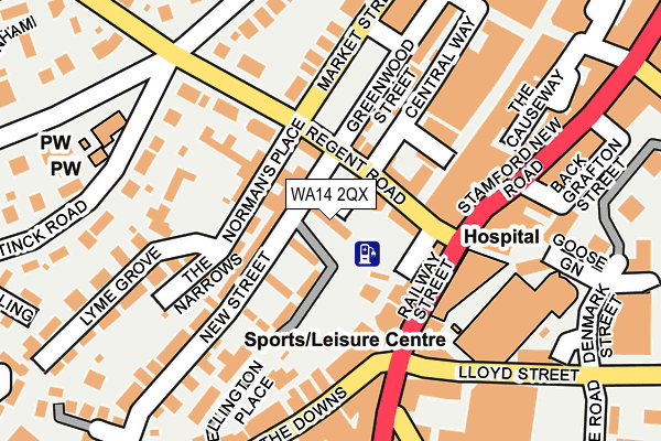 WA14 2QX map - OS OpenMap – Local (Ordnance Survey) WA14 2QX map - OS OpenMap – Local (Ordnance Survey)