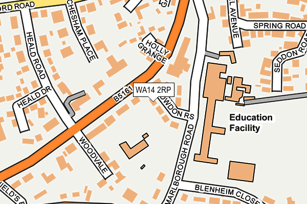 WA14 2RP map - OS OpenMap – Local (Ordnance Survey) WA14 2RP map - OS OpenMap – Local (Ordnance Survey)