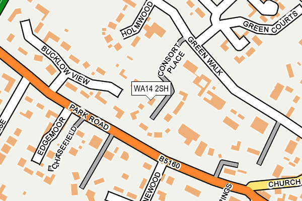 WA14 2SH map - OS OpenMap – Local (Ordnance Survey) WA14 2SH map - OS OpenMap – Local (Ordnance Survey)