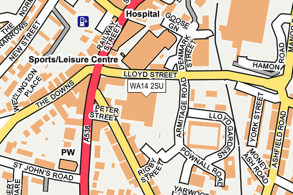 WA14 2SU map - OS OpenMap – Local (Ordnance Survey) WA14 2SU map - OS OpenMap – Local (Ordnance Survey)