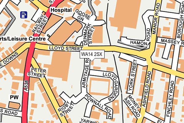 WA14 2SX map - OS OpenMap – Local (Ordnance Survey)