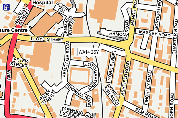 WA14 2SY map - OS OpenMap – Local (Ordnance Survey) WA14 2SY map - OS OpenMap – Local (Ordnance Survey)