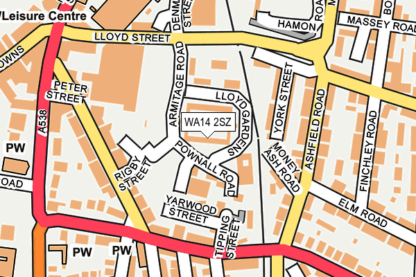WA14 2SZ map - OS OpenMap – Local (Ordnance Survey) WA14 2SZ map - OS OpenMap – Local (Ordnance Survey)
