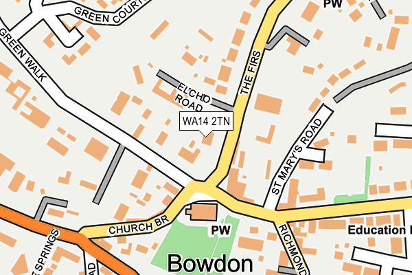 WA14 2TN map - OS OpenMap – Local (Ordnance Survey) WA14 2TN map - OS OpenMap – Local (Ordnance Survey)