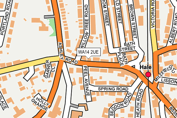 WA14 2UE map - OS OpenMap – Local (Ordnance Survey) WA14 2UE map - OS OpenMap – Local (Ordnance Survey)