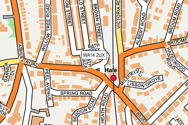 WA14 2UX map - OS OpenMap – Local (Ordnance Survey) WA14 2UX map - OS OpenMap – Local (Ordnance Survey)