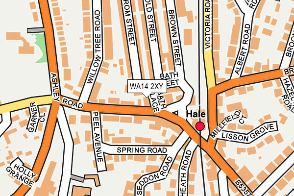 WA14 2XY map - OS OpenMap – Local (Ordnance Survey) WA14 2XY map - OS OpenMap – Local (Ordnance Survey)