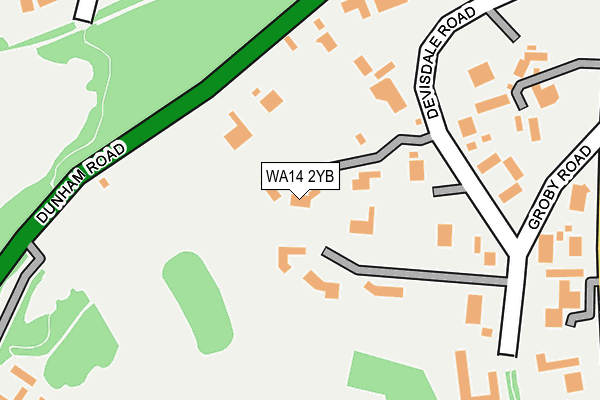 WA14 2YB map - OS OpenMap – Local (Ordnance Survey) WA14 2YB map - OS OpenMap – Local (Ordnance Survey)