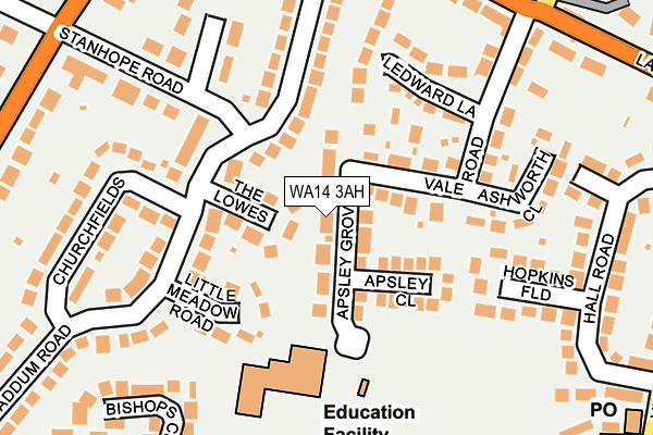 WA14 3AH map - OS OpenMap – Local (Ordnance Survey) WA14 3AH map - OS OpenMap – Local (Ordnance Survey)