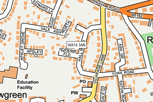 WA14 3AN map - OS OpenMap – Local (Ordnance Survey) WA14 3AN map - OS OpenMap – Local (Ordnance Survey)