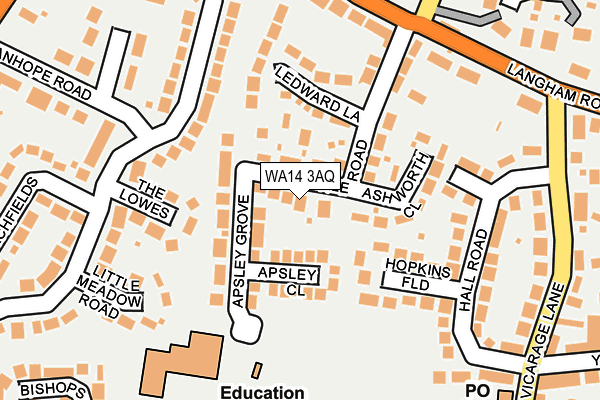 WA14 3AQ map - OS OpenMap – Local (Ordnance Survey)